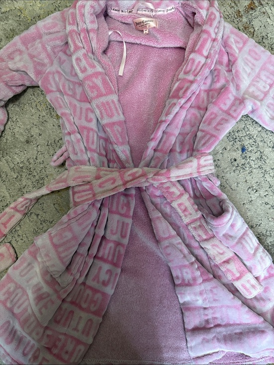 Juicy Couture Other - Juicy Couture Pink Plush Hooded Logo Robe for Kids